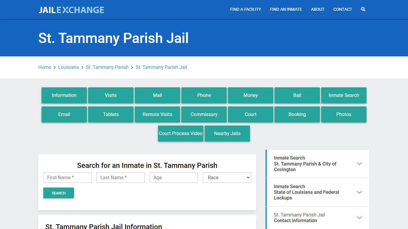 St. Tammany Parish Jail Roster Lookup, LA, Inmate Search