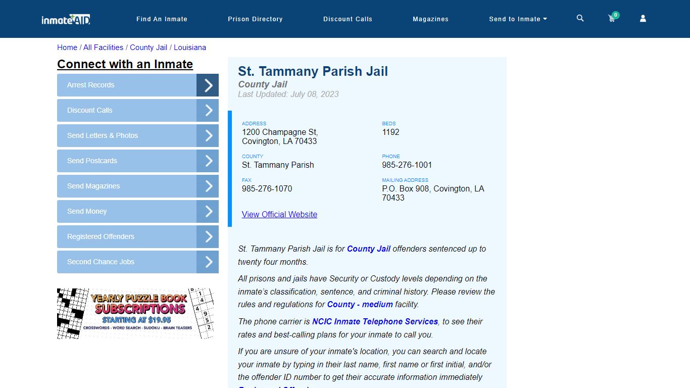 St. Tammany Parish Jail - Inmate Locator